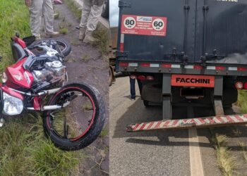 Motociclista morre após bater na traseira de caminhão parado em rodovia no PA — Foto: Reprodução/Redes Sociais