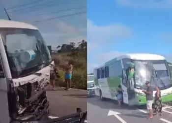 Acidente entre ônibus e caminhão é registrado no trevo de Santa Maria do Pará, na BR-316