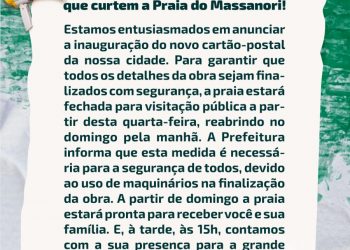 Altamira: Prefeitura anuncia bloqueio temporário para ajustes antes de inauguração da nova Praia do Massanori