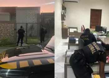 Imagens mostram os policiais civis cumprindo os mandados de busca e apreensão nesta quarta-feira (26/6), durante a operação "Surtur". (Foto: Divulgação | PF)