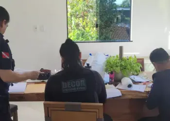Imagem mostra policiais civis da Diretoria Estadual de Combate à Corrupção (DECOR) na operação "Dark Wood'". (Foto: Divulgação | Agência Pará)
