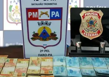 PM e PF apreenderam mais de R$ 100 mil, durante uma abordagem realizada no município de Oriximiná, no oeste do Pará (Foto: Divulgação/PMPA)