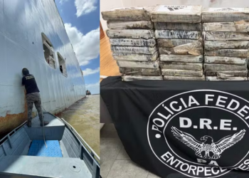 PF apreende drogas escondidas no casco de navio vindo da Europa em porto no Pará — Foto: Divulgação/PF
