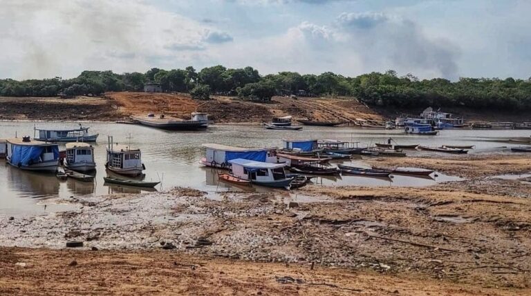 Seca extrema prejudica navegabilidade em Terra Santa, no oeste do Pará — Foto: Francisco Santos