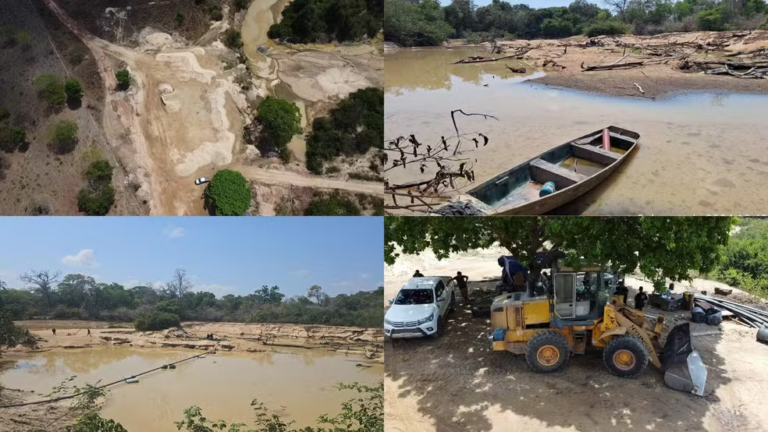 Suspeito de devastar terras é preso pela PF após prejudicar curso de Rio com extração ilegal de areia e minérios — Foto: Reprodução/PF