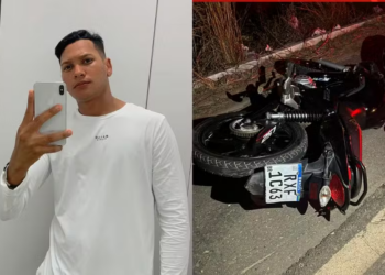 Vinícius Mateus Guimarães dos Santos pilotava a motocicleta e morreu no local. — Foto: Reprodução / TV Liberal