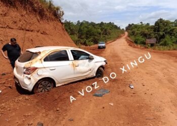 Veículo colide com barranco na BR-230 em Medicilândia