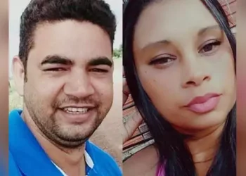 A imagem mostra Rubens Machado Delfino (à esquerda), o principal suspeito de cometer o crime, e a companheira dele, Erica Costa de Melo (à direita), que foi morta com um tiro no pescoço. (Foto: Reprodução | Correio de Carajás)