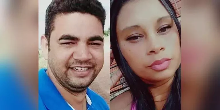 A imagem mostra Rubens Machado Delfino (à esquerda), o principal suspeito de cometer o crime, e a companheira dele, Erica Costa de Melo (à direita), que foi morta com um tiro no pescoço. (Foto: Reprodução | Correio de Carajás)