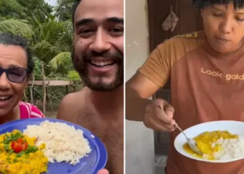 Ediel Sousa reproduziu a receita de vatapá de charque ensinada por Glauciane Machado nas redes sociais. (Reprodução/Redes Sociais)