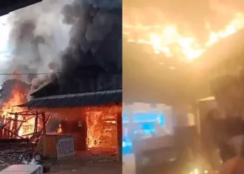 Comunidade Cabaçal, em Jacareacanga, sofreu com incêndio de grandes proporções nesta sexta-feira (28/03). (Reprodução Redes Sociais)