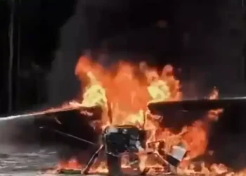 Avião destruído durante operação contra o tráfico de internacional de drogas. (Foto: Agência Pará)