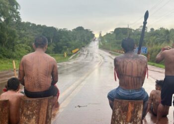 Indígenas protestaram por 14 dias na BR-230 no Pará. — Foto: Reprodução
