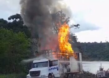 Vitória do Xingu: Caminhão pega fogo na BR-230; carga foi totalmente destruída