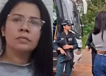 A imagem em destaque mostra a suspeita presa (à esquerda) e o momento que ela foi abordada pela Polícia Militar (à direita). (Foto: Reprodução | O Impacto)