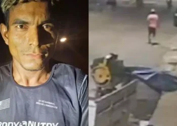 A imagem em destaque mostra a vítima do homicídio (à esquerda) e ela correndo antes de ser morta (à direita). (Foto: Reprodução | Correio de Carajás)