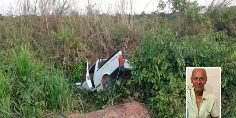 Idoso morre após caminhonete cair em barranco na PA-150, em Jacundá. (Foto: Correio de Carajás)