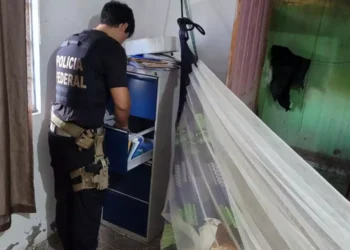 A imagem em destaque mostra um policial federal durante a operação. (Foto: Divulgação | Ascom PF)