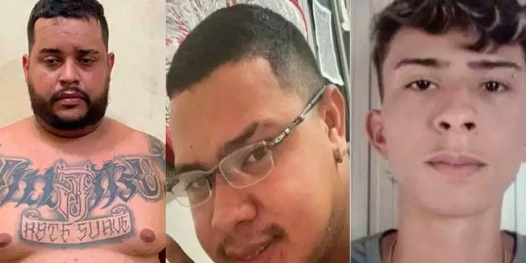 A imagem em destaque mostra os três suspeitos procurados pela Polícia Civil do Pará por suspeita de envolvimento na morte de Pedro de Azevedo Malcher Neto, conhecido como “Boca Roxa”. (Foto: Reprodução | O Impacto)