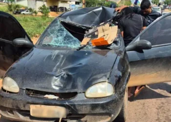 fonte Carro ficou parcialmente destruído (Foto: Reprodução das redes sociais)