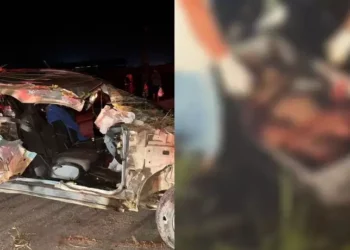 Colisão ocorreu na travessa Tenente Fernandes, sentido de saída do município (Reprodução / redes sociais)