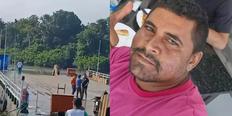 Caminhoneiro morre após carreta cair de balsa no Rio Acará. (Foto: Redes Sociais)