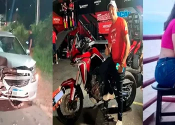 Casal e criança morrem em colisão entre motocicleta e carro em Santarém. (Foto: O Impacto Santarém)