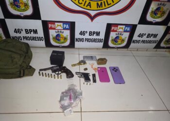 PM prende suspeito armado com drogas em operação em Castelo de Sonhos, distrito de Altamira (PA)