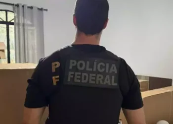 A imagem em destaque mostra um policial federal de costas na operação. (Foto: Divulgação | Ascom PF)