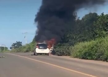 Veículo é destruído por incêndio na BR-230, em trecho conhecido como “Curva da Morte”, em Placas