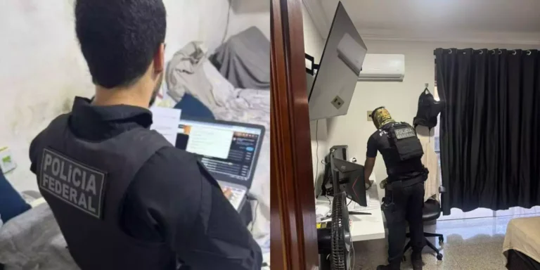 A imagem em destaque mostra policiais federais durante a operação. (Foto: Divulgação | Ascom PF)