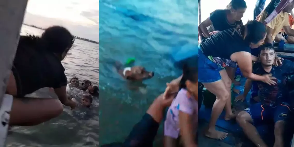 VÍDEO: Família é resgatada após naufrágio de embarcação no Rio Xingu, em Porto de Moz (PA)