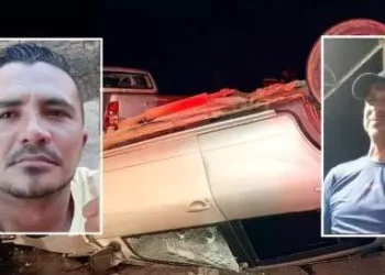 A imagem em destaque mostra o carro envolvido no sinistro e as vítimas que morreram. (Foto: Reprodução | das Redes Sociais)