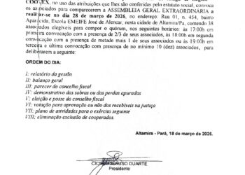 Edital de Convocação: Cooperativa do Transporte Escolar do Xingu e Região – COOTEX