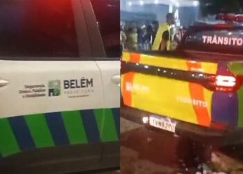 Viatura da Segbel atinge ambulantes durante evento de Carnaval na Pedreira, em Belém. — Foto: Reprodução/Redes sociais
