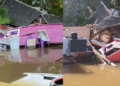 Balsa atinge e destrói casa zona rural de Breves, no Marajó. (Foto: Redes Sociais)