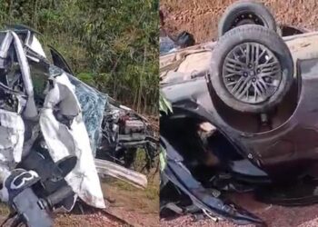 Colisão entre carros deixa dois mortos e quatro feridos na PA-256, em Ipixuna do Pará. (Reprodução/ redes sociais)