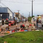 Demutran realiza simulação de sinistro com mortes e feridos para conscientizar população em Altamira