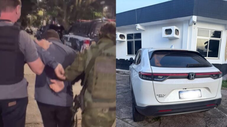 Homem preso estava em carro roubado. — Foto: Reprodução / PCPA