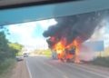 Ônibus pega fogo no Pará. — Foto: Reprodução