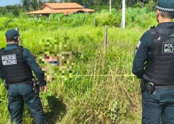 A imagem em destaque mostra policiais militares próximos a um dos corpos encontrados. (Foto: Divulgação | PMPA)