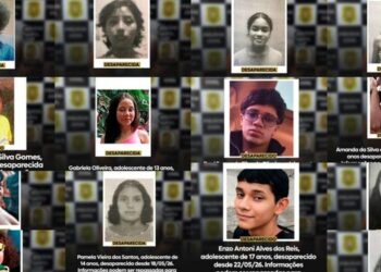 A imagem em destaque mostra os 14 jovens tidos pela Polícia Civil do Pará como desaparecidos. (Foto: Divulgação | PCPA)