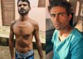 Os suspeitos Josiel Silva Alves (sem camisa) e Adrielson Moreira de Lima (de camisa azul), presos pela Polícia Civil durante as investigações do crime.
