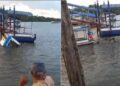 Ônibus sem freio afundo nas águas do rio São Francisco, em Barcarena, no final da tarde desta quarta-feira (15). (Reprodução Redes Sociais)